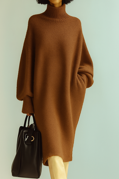 Robe en maille Longue à Col montant Oversize