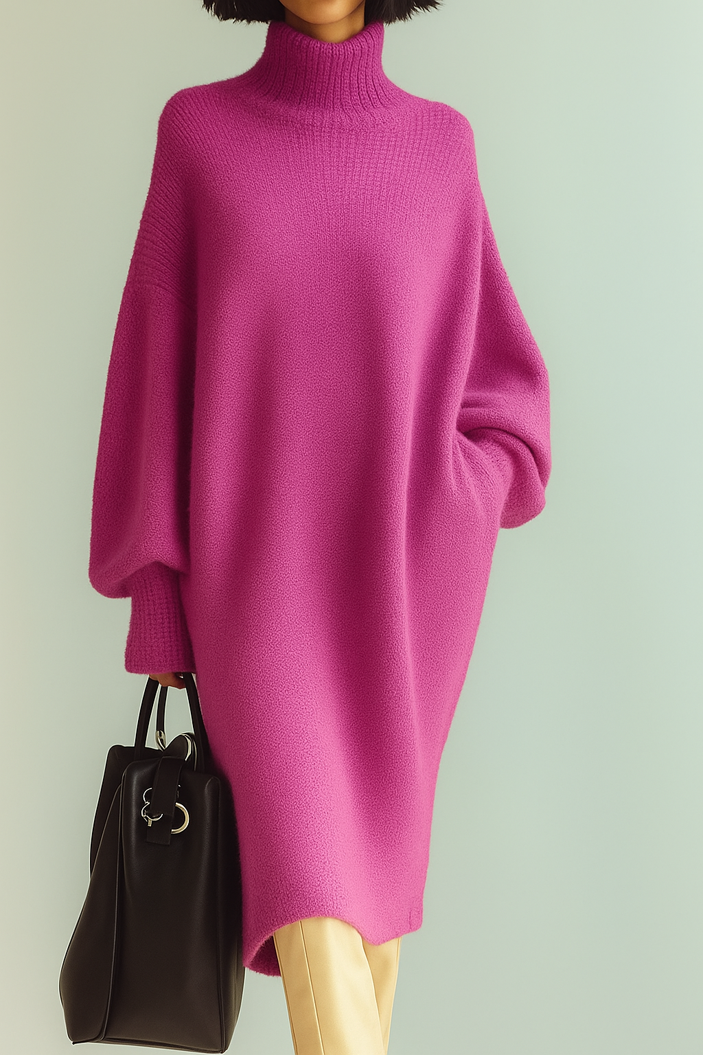 Robe en maille Longue à Col montant Oversize