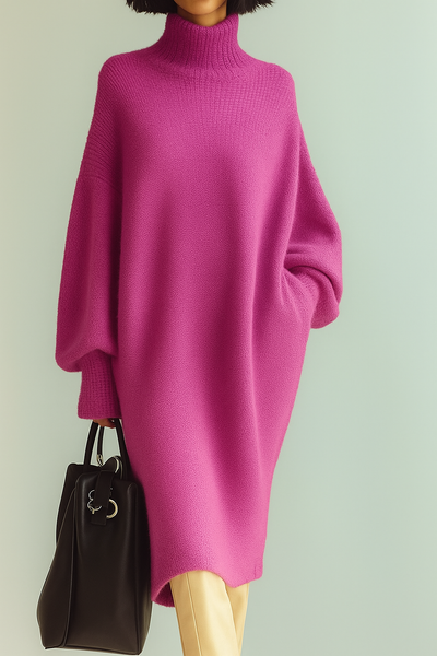 Robe en maille Longue à Col montant Oversize