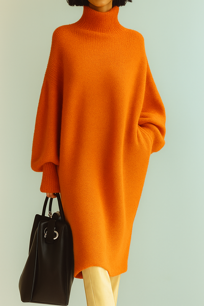 Robe en maille Longue à Col montant Oversize