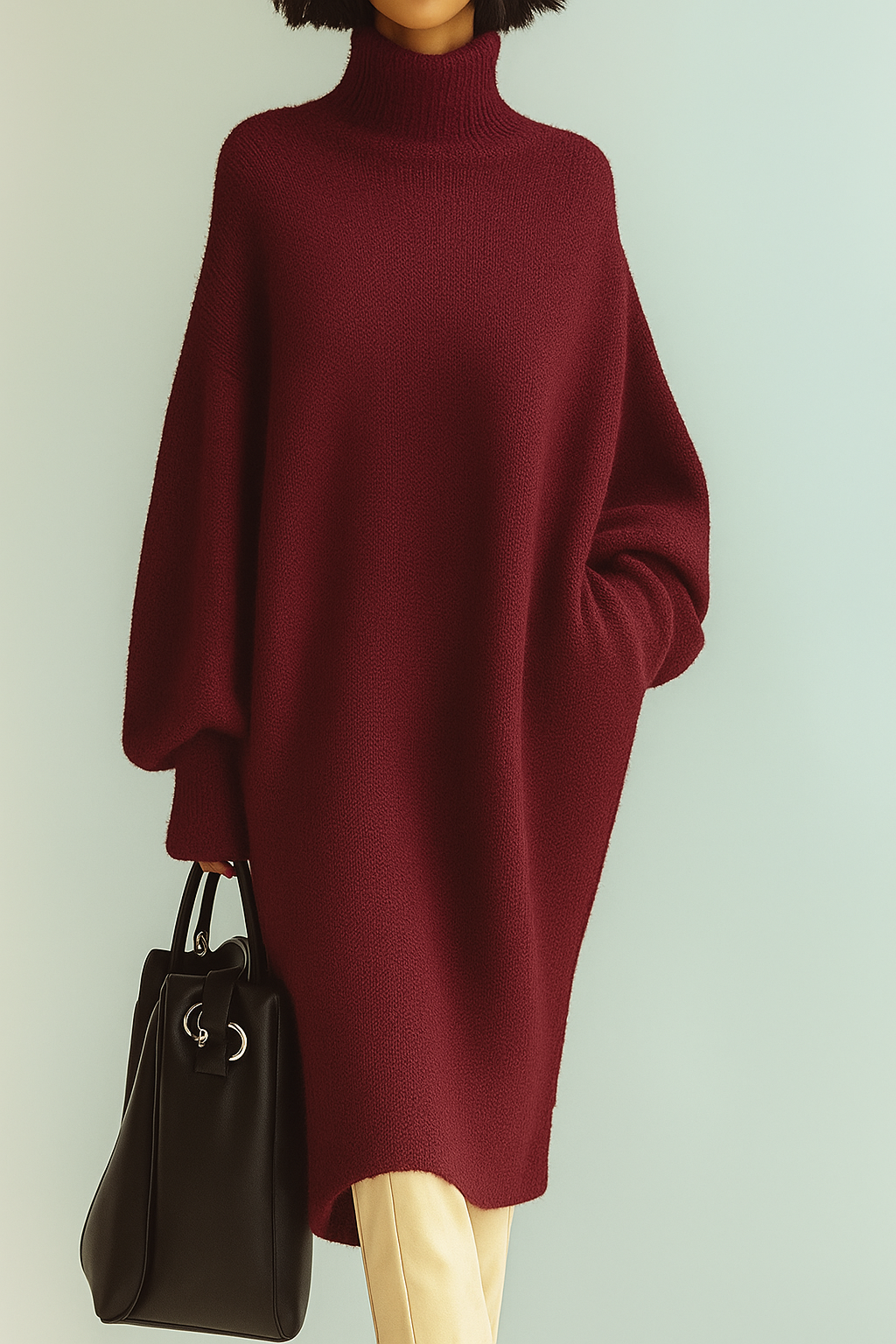 Robe en maille Longue à Col montant Oversize