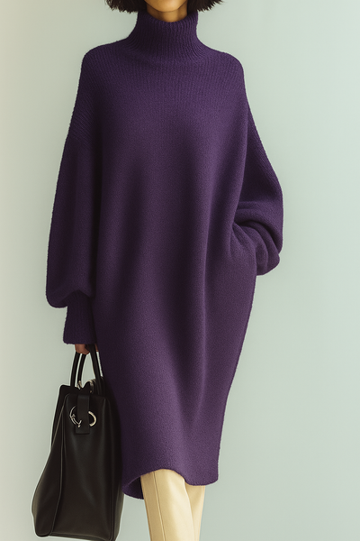 Robe en maille Longue à Col montant Oversize