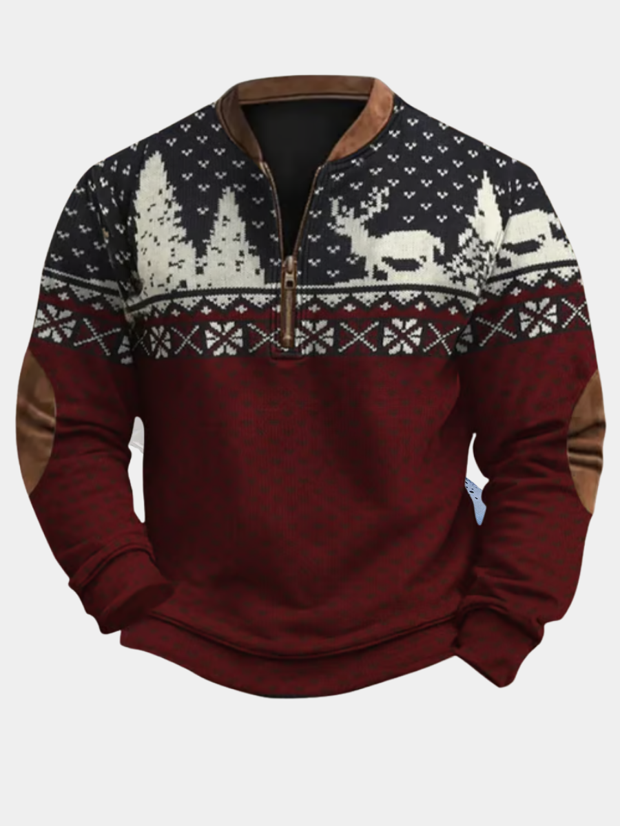 Durand Bordeaux | PULL D'HIVER AVEC MOTIF DE RENNE