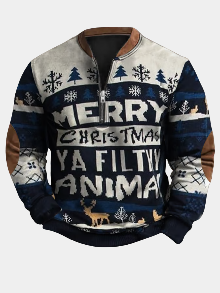 Durand Bordeaux | PULL DE NOËL AVEC COL ZIPPE