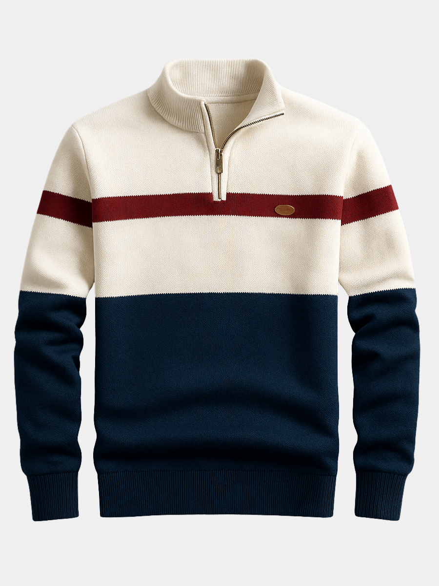 Durand Bordeaux | PULL HOMME AVEC ZIP AU COL