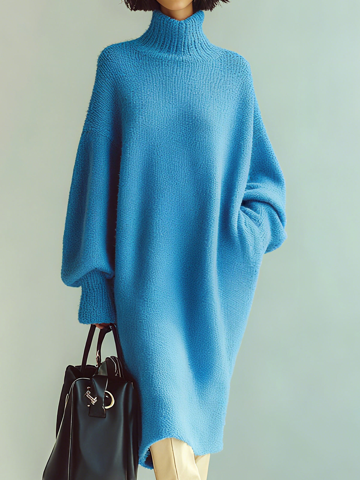 Robe en maille Longue à Col montant Oversize