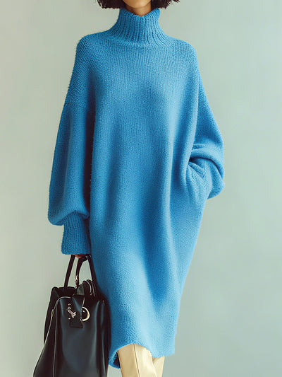 Robe en maille Longue à Col montant Oversize