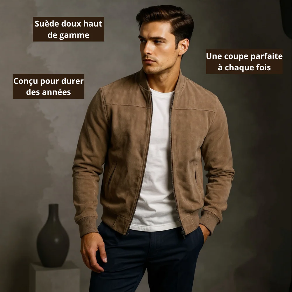 Durand Bordeaux | VESTE BOMBER EN CUIR SUEDE HOMME
