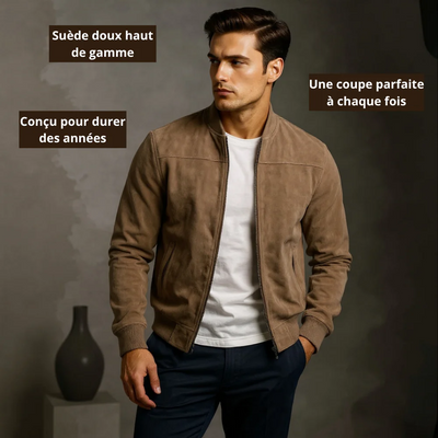 Durand Bordeaux | VESTE BOMBER EN CUIR SUEDE HOMME